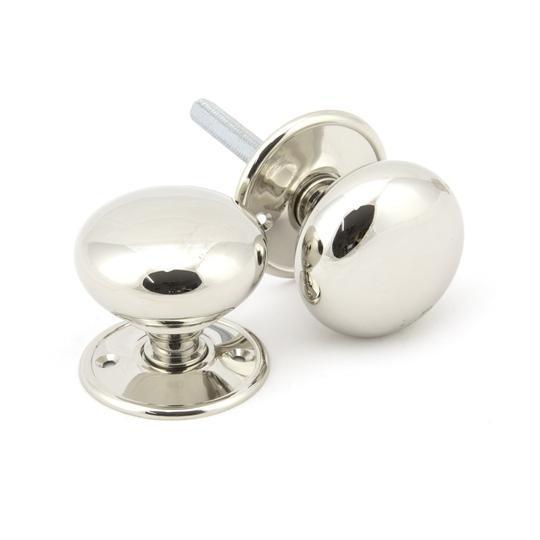 Polished Nickel 57mm Mushroom Mortice/Rim Knob Setin our Door Knobs collection by From The Anvil. Available to buy at Yorkshire Architectural Hardware