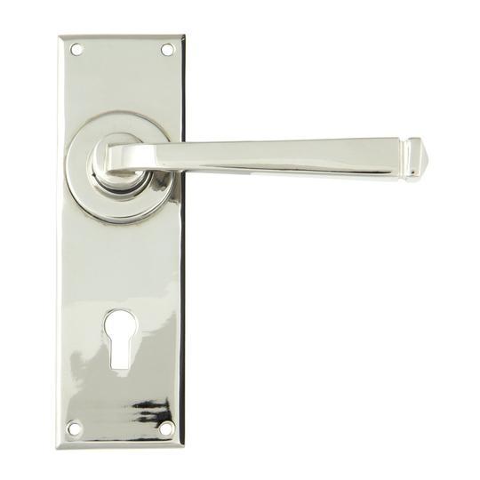 Polished Nickel Avon Lever Lock Setin our Lever Handles collection by From The Anvil. Available to buy at Yorkshire Architectural Hardware