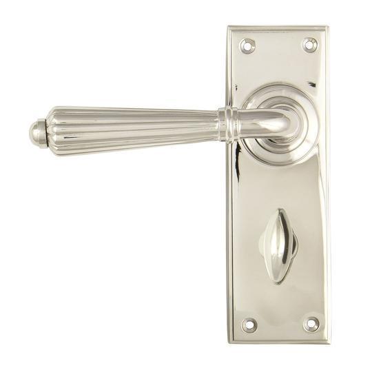 Polished Nickel Hinton Lever Bathroom Setin our Lever Handles collection by From The Anvil. Available to buy at Yorkshire Architectural Hardware