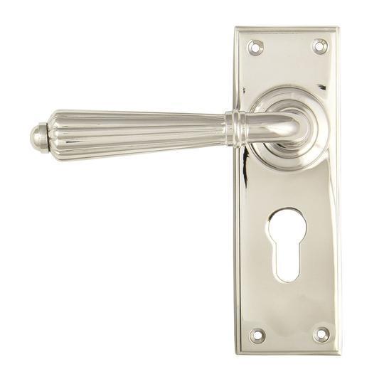 Polished Nickel Hinton Lever Euro Setin our Lever Handles collection by From The Anvil. Available to buy at Yorkshire Architectural Hardware