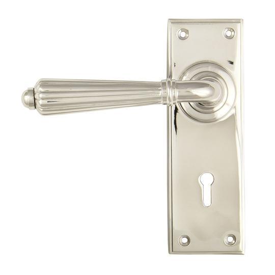 Polished Nickel Hinton Lever Lock Setin our Lever Handles collection by From The Anvil. Available to buy at Yorkshire Architectural Hardware