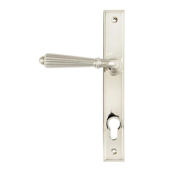 Polished Nickel Hinton Slimline Lever Espag. Lock Setin our Lever Handles collection by From The Anvil. Available to buy at Yorkshire Architectural Hardware