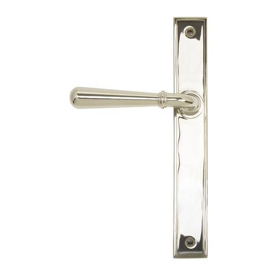 Polished Nickel Newbury Slimline Lever Latch Setin our Lever Handles collection by From The Anvil. Available to buy at Yorkshire Architectural Hardware