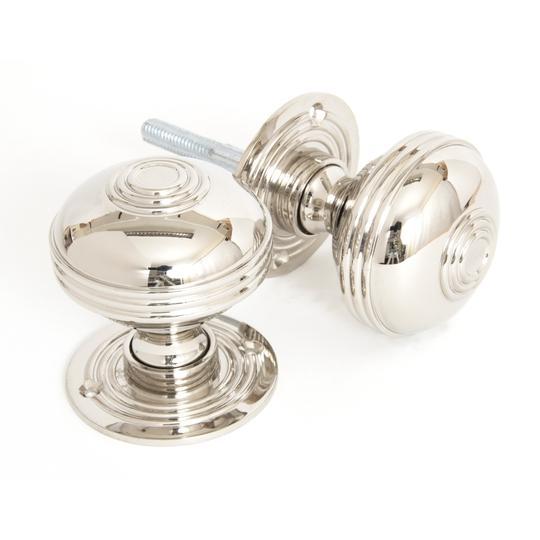 Polished Nickel Prestbury Mortice/Rim Knob Set - 63mmin our Door Knobs collection by From The Anvil. Available to buy at Yorkshire Architectural Hardware