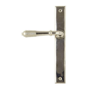 Polished Nickel Reeded Slimline Lever Latch Setin our Lever Handles collection by From The Anvil. Available to buy at Yorkshire Architectural Hardware