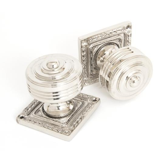 Polished Nickel Tewkesbury Square Mortice Knob Setin our Door Knobs collection by From The Anvil. Available to buy at Yorkshire Architectural Hardware