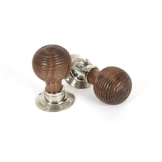 Rosewood Mortice/Rim Beehive Knob Set - Polished Nickel Rosesin our Door Knobs collection by From The Anvil. Available to buy at Yorkshire Architectural Hardware