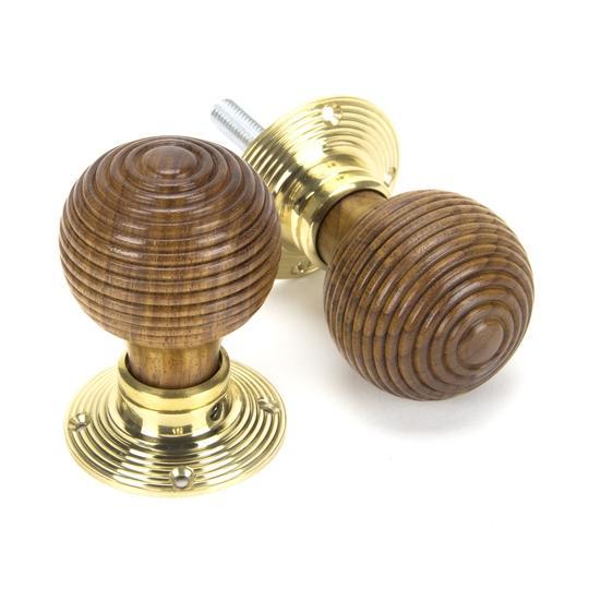 Rosewood & Polished Brass Beehive Mortice/Rim Knob Setin our Door Knobs collection by From The Anvil. Available to buy at Yorkshire Architectural Hardware