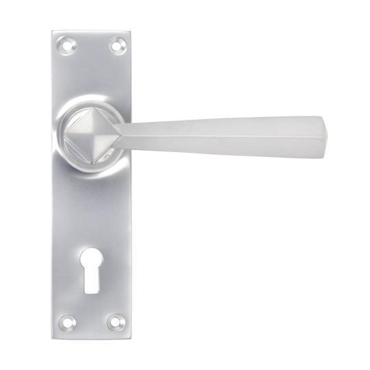 Satin Chrome Straight Lever Lock Setin our Lever Handles collection by From The Anvil. Available to buy at Yorkshire Architectural Hardware