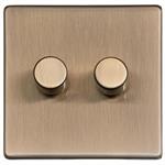 2 Gang Dimmer Switch (250 Watts) in Antique Brass