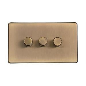 3 Gang Dimmer Switch (250 Watts) in Antique Brass from the Heritage Brass _ Yorkshire Architectural Hardware
