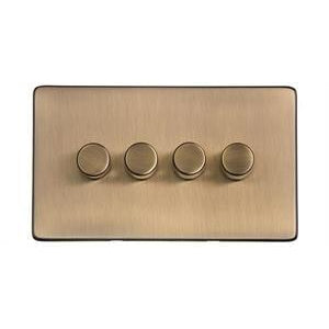 4 Gang Dimmer Switch (250 Watts) in Antique Brass_Yorkshire Architectural Hardware