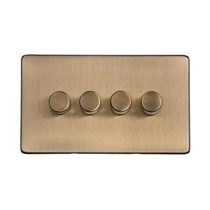 4 Gang Dimmer Switch (400 Watts) in Antique Brass from the Heritage Brass_Yorkshire Architectural Hardware